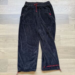 Vintage Jordan Jump Man Pants Men Small Jogger Velour Black Baggy 90s Y2K